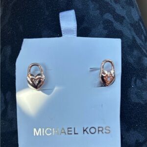 Michael Kors Rose Gold Heart Lock Earrings